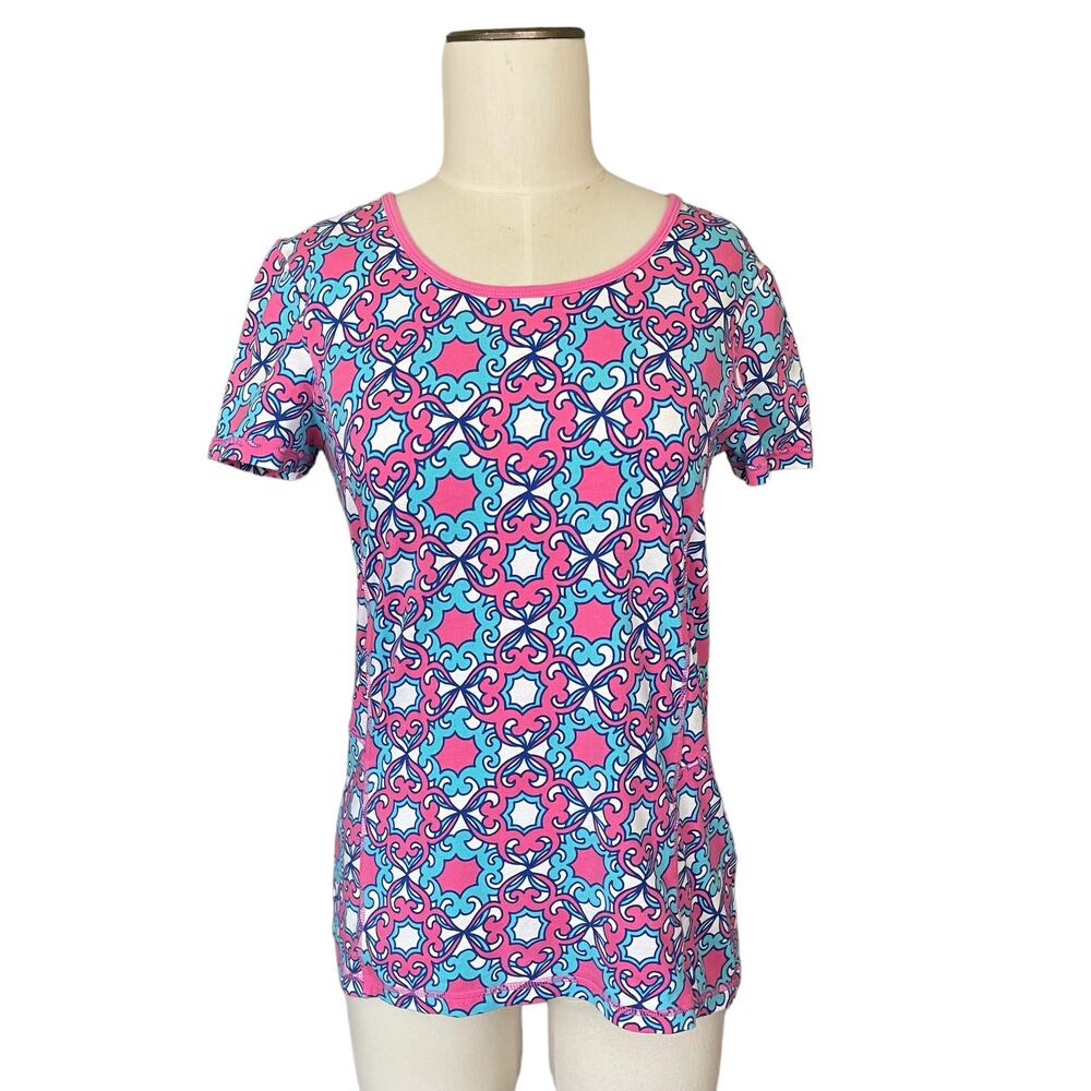 Talbots Womens Size Small Pullover Blouse T-shirt MultiColored Pattern